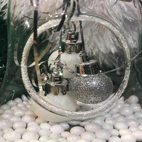 Glass Bell Bauble With Hanging Balls